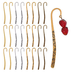 (52) Непрозрачная лаванда 24шт. 4 цвета сплав фурнитура для закладок, цветок, разноцветные, 114x20x2 мм, отверстие : 2.5 мм, 6 шт / цвет