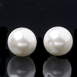 White Eco-Friendly Glass Pearl Beads, High Luster, Grade A, Round, White, 6mm, Hole: 1mm, about 160pcs/strand, 37.8 inch