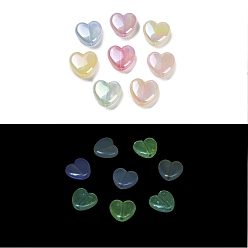 (52) Непрозрачная лаванда Светящиеся акриловые бусины с УФ-покрытием, радужный, светится в темноте, сердце, разноцветные, 15x16.5x6.5 мм, отверстие : 2.5 мм