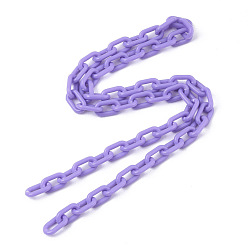 Medium Purple Opaque Acrylic Cable Chains, Oval, Medium Purple, 13x8x2mm, 19.68 inch(50cm)/strand