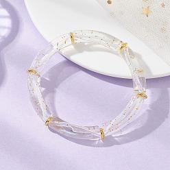 Прозрачный Акриловые браслеты с уф-покрытием для женщин, изогнутая трубка, с латунным, прозрачные, 1/4 дюйм (0.8 см), внутренний диаметр: 2-1/4 дюйм (5.6 см)