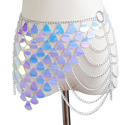 Серебро Сиреневый акриловый чешуйчатый сплав пайеток кисточка цепь сексуальная юбка пояс цепи для пляжной вечеринки, серебряные, 1000 мм