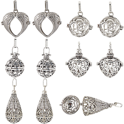 Античное Серебро 10шт. 5 стили тибетский стиль латунные подвески в виде клетки, разнообразные, античное серебро, 29~43x12~32x12~23 мм, отверстие : 3~9x3~6 мм, 2 шт / стиль