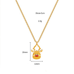 Олень Рождество 304 подвески из нержавеющей стали с эмалью, золотые, золотые, олень, 15.35 дюйм (39 см), Кулон : 16x12 мм