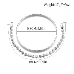 Платина 2 шт. 2 стили: простые браслеты из сплава и теннисные браслеты из сплава с кристаллами и стразами, плоско-круглые, платина, 7-1/8 дюйм (18 см)