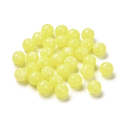 Yellow Imitation Jade Acrylic Beads, Round, Yellow, 8mm, Hole: 1.8mm, about 1886pcs/500g