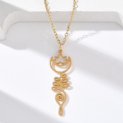 Настоящее золото 18K 304 ожерелья из нержавеющей стали с полым вырезом и подвеской в виде цветка лотоса в форме йоги, реальный 18 k позолоченный, 17.76 дюйм (45.1 см), Кулон : 37.5x12 мм