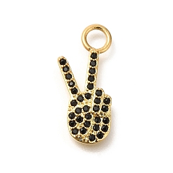 Настоящее золото 18K Латунные микро проложить кубического циркония подвески, без кадмия, без никеля и без свинца, жестовые чары, реальный 18 k позолоченный, 21.5x9x2 мм, отверстие : 3.2 мм