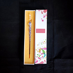 Королевский синий Стеклянная ручка с серебряной фольгой для письма, королевский синий, 184x6 мм