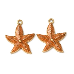 Морская звезда 304 нержавеющей стальной эмали подвески, ионное покрытие (ip), реальный 18 k позолоченный, морская звезда, 22.5x19x3 мм, отверстие : 1.7 мм