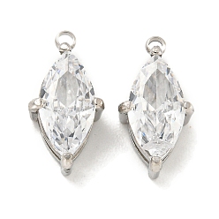 Нержавеющая Сталь Цвет 304 кубический стальные подвески из нержавеющей диоксида циркония, ромб прелести, прозрачные, цвет нержавеющей стали, 13.5x6.8x4 мм, отверстие : 1.2 мм