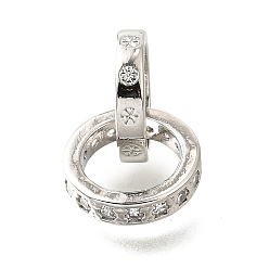 Платина Латунные микропаве из прозрачного кубического циркония, двойное кольцо, долговечный, без кадмия и без свинца, стойки покрытие, платина, 12~12.5x2.5~3 мм, отверстие : 8.5~9 мм