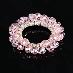 Pink Резинки для волос из граненого стекла, аксессуары для волос из конского хвоста для девочек и женщин, розовые, 74 мм, внутренний диаметр: 38 мм