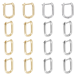 (52) Непрозрачная лаванда 10 пары 2 цвета латунные серьги-кольца, долговечный, прямоугольные, разноцветные, 16x12x2 мм, штифты : 0.8 мм, 5 пара / цвет