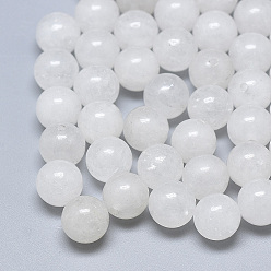 Белый Нефрит Натуральный белый нефритовые четки, половине просверлил, круглые, 8 мм, половину отверстия: 1.2 мм