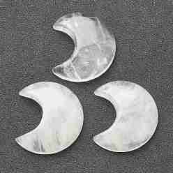 Хрусталь Природного кварца хрустальных подвесок, подвески из горного хрусталя, луна, 34~35x29~30x7.5~9 мм, отверстие : 1.2 мм