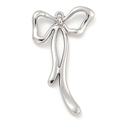 Платина Стойки подвески обшивки сплава, бантом прелести, платина, 45x26x3.5 мм, отверстие : 1.2 мм