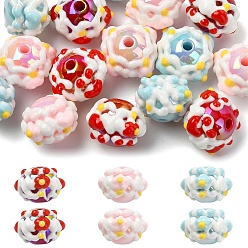 (52) Непрозрачная лаванда 15 шт 3 цвета непрозрачные акриловые бусины, с эмалью, бусины ручной работы, круглые, разноцветные, 14.5x19x20x19 мм, отверстие : 3 мм, 5 шт / цвет