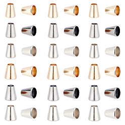 Mixed Color 72Pcs 6 Style Zinc Alloy Cord Ends, End Caps, Cone, Mixed Color, 13~14x10~11.5mm, Hole: 5~5.7mm, Inner Diameter: 8~10mm, 12pcs/style