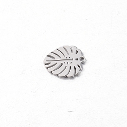 Нержавеющая Сталь Цвет Не тускнеющие 304 подвески из нержавеющей стали, очарование листьев монстеры, цвет нержавеющей стали, 17x13 мм, отверстие : 1.6 мм