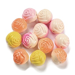 Couleur Mélangete Peinture de cuisson perles de plastique ABS, fleur, teint, couleur mixte, 16x14.5mm, Trou: 1.8mm