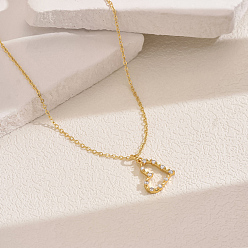 Прозрачный Элегантные полые латунные подвески в форме сердца с кубическим цирконием, золотые, прозрачные, 15.94 дюйм (40.5 см)