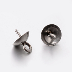 Нержавеющая Сталь Цвет 201 скоба из нержавеющей стали, за половину пробурено бисера, цвет нержавеющей стали, 10x8 мм, отверстие : 2 мм, штифты : 1.5 мм