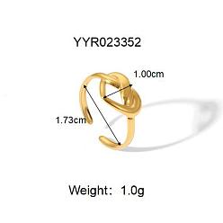 Сердце 304 из нержавеющей стали Манжета кольца для женщин, реальный 18 k позолоченный, сердце, 10 мм, размер США 7 (17.3 мм)