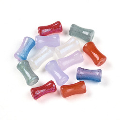 (52) Непрозрачная лаванда Краски для выпечки стеклянные бусины, бамбук, с блеском порошок, два тона, разноцветные, 12x6~6.5 мм, отверстие : 1.2~1.8 мм, Около 1350 шт / 1000 г