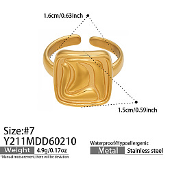 Квадрат 304 открытые кольца-манжеты из нержавеющей стали для женщин, золотые, квадратный, 16 мм
