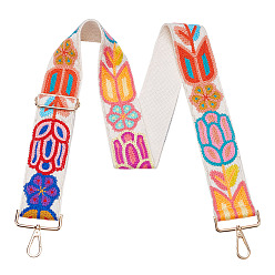 Coloré 1 Sangles de sac en coton imprimé floral bohème pour sacs seau, pour les accessoires de remplacement de sac, or et de lumière, colorées, 722~1285x61.5x15mm
