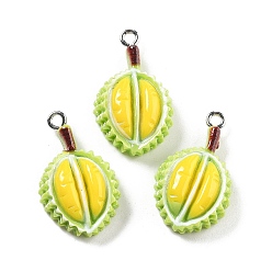 Durian Непрозрачные подвески смолы, имитация овощей и фруктов, с платиновым тоном железная петля, дуриан, 26x15.5x6.5 мм, отверстие : 2 мм