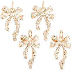 Настоящее золото 14K 12 латунные подвески шт., бантом, с целью перехода в кольце, долговечный, без кадмия и без свинца, стойки покрытие, реальный 14 k позолоченный, 20x13.5x3 мм, отверстие : 3.8 мм