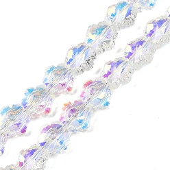Прозрачный АВ Стеклянные бусины с гальваническим покрытием , снежинка, с покрытием AB цвета, граненые, ясно AB, 9x10x6 мм, отверстие : 0.9 мм, около 70 шт / нитка, 24.41'' (62 см)