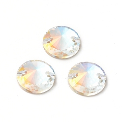 Light Crystal AB Конусообразная форма пришивается стразами, k 5 стеклянный страз, 2-отверстие ссылка, плоская спинка с покрытием, швейные украшения, свет кристалл AB, 12x4.5 мм, отверстие : 0.8 мм