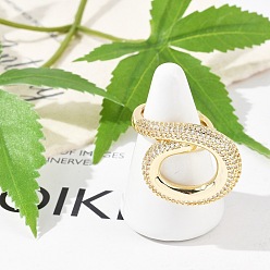 Настоящее золото 18K Кольца-манжеты из латуни с микропаве из прозрачного кубического циркония для женщин и мужчин, без кадмия и без свинца, реальный 18 k позолоченный, 24 мм, регулируемый