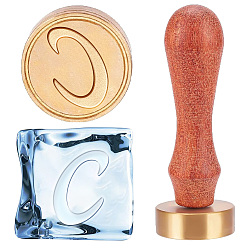 Letter C 1головка штампа из латуни золотистого тона, с прямоугольными бархатными мешочками 1pc и ручкой из грушевого дерева 1pc, для сургучной печати, буква С, латунная головка штампа: 30x12 мм