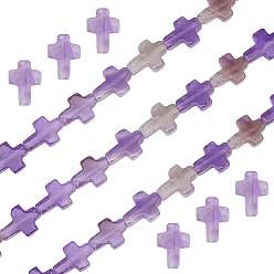 Аметист 1 нити натуральных аметистовых бусин нити, крестик, 15x11.5x4.5 мм, отверстие : 0.7 мм, около 25 шт / нитка, 15.75 дюйм (40 см)