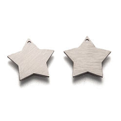 Нержавеющая Сталь Цвет Устойчивые к потускнению 304 подвески из нержавеющей стали, пустая бирка с матовой отделкой, лазерная резка, двухсторонний эффект тягового станка, звезда, цвет нержавеющей стали, 17x17x1 мм, отверстие : 1.2 мм