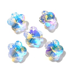 Прозрачный АВ Стеклянные подвески, цветок, AB цвет, граненые, ясно AB, 13x14.5x6.5 мм, отверстие : 1.4 мм