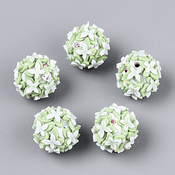 Темный Морско-зеленый Полимерная глина, стразы и бусины из смолы ручной работы, круглые с бабочкой, темно-зеленый, 18~19 мм, отверстие : 1.8~2 мм