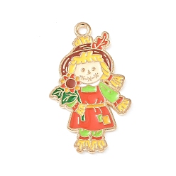 Human Подвески из сплава с эмалью ко дню благодарения, золотые, пугало, 32x18.5x1.5 мм, отверстие : 1.8 мм