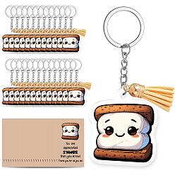 Food Сделай сам наборы для ключей, включая акриловые подвески, брелок кольца, подвесные украшения с кисточками и картонные карточки для демонстрации украшений, питание, 84x47 мм, 25 шт / комплект