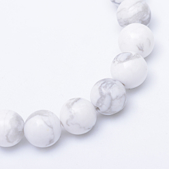 Howlite Round Natural Howlite Bead Strands, 8~9mm, Hole: 1mm, about 46pcs/strand, 15.3 inch