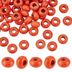 Оранжевый 60шт. окрашенные синтетические бирюзовые европейские бусины, бусины с большим отверстием, рондель, оранжевые, 14x8 мм, отверстие : 5.5 мм