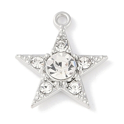 Платина Стойки подвески обшивки сплава, со стразами, без кадмия, без никеля и без свинца, звезда, платина, 19x17x4.5 мм, отверстие : 1.6 мм