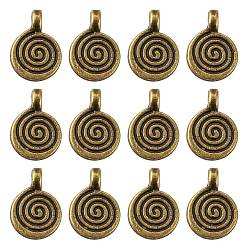 Античная Бронза Подвески из сплава в тибетском стиле, плоские круглые с вихрем, без свинца и без кадмия, античная бронза, 11.8x8x1.5 мм, отверстие : 1 мм