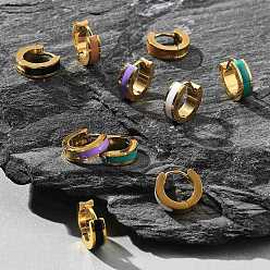 (52) Непрозрачная лаванда Ионное покрытие (ip) 304 серьги-кольца из нержавеющей стали с эмалью, кольцо, разноцветные, 13.5x4 мм