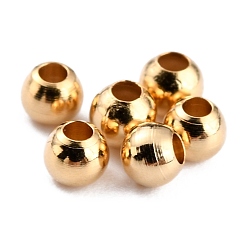 Real 24K Gold Plated Brass Spacer Beads, Long-Lasting Plated, Round, Real 24K Gold Plated, 2.3x2mm, Hole: 1mm