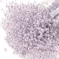 (786) Inside Color AB Crystal/Pale Lavender Lined Тохо 8/0 круглые бусины, японский бисер, (786) внутри цвет ab кристалл / бледно-лиловый на подкладке, 8/0, 3 мм, отверстие : 1 мм, Около 222 шт / 10 г